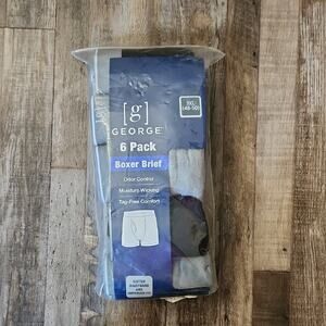 George Mens Boxer Briefs Size 3XL Gray Black‎ Moisture Wicking Tag Free Cotton